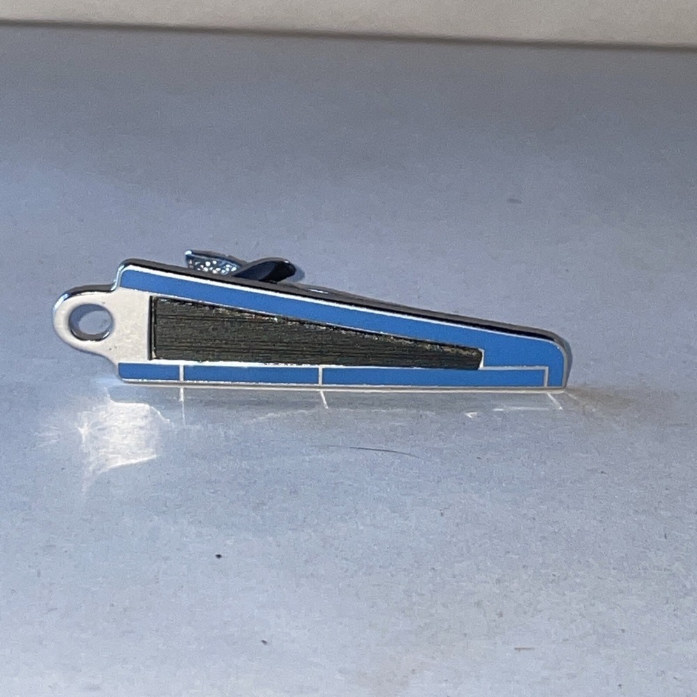 Tie Clip Baby Blue Black Stainless Steel